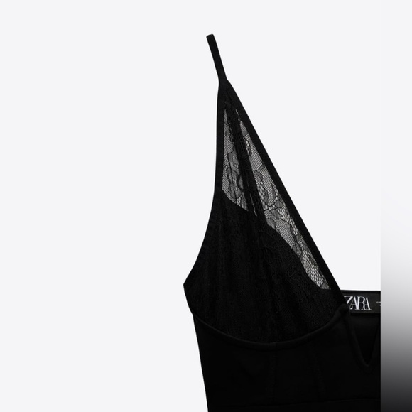 Zara New Women V-Neck Short Black Sexy Slip Dress Size Large - Picture 7 of 13
